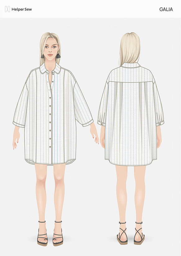 Выкройка Рубашка-платье Galia